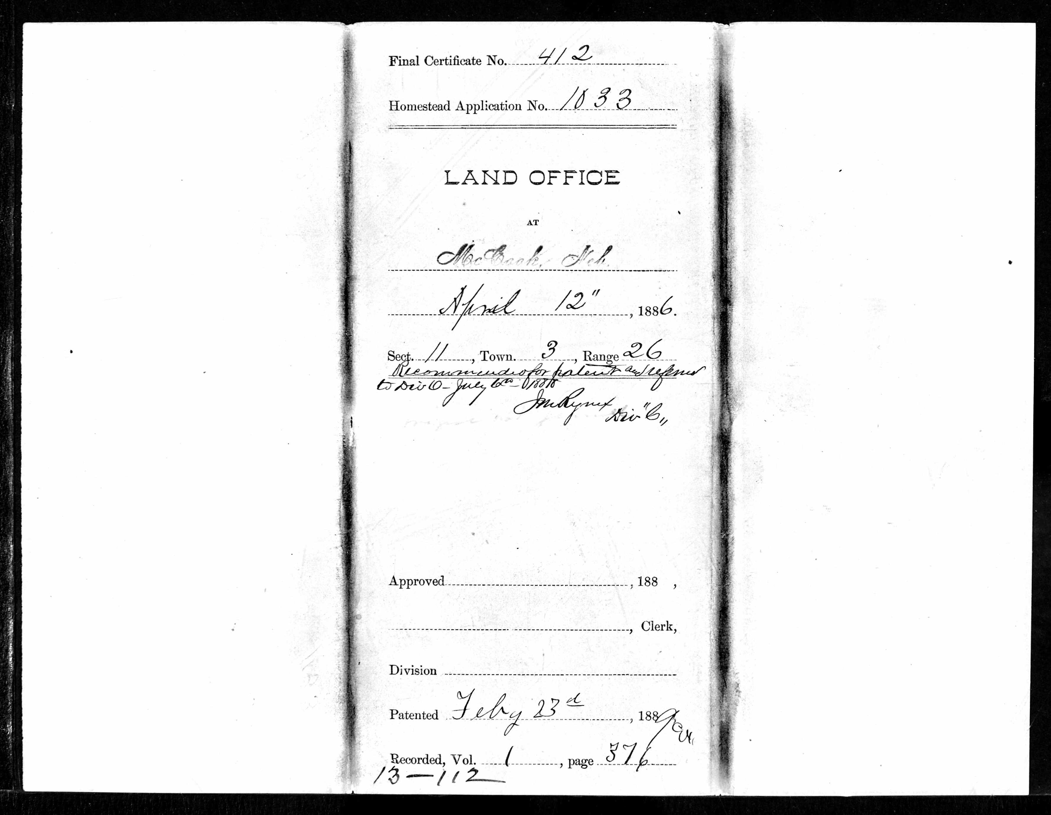 1879 Homestead Documents